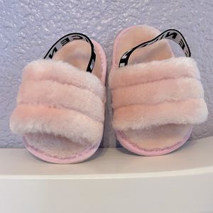 Baby slide faux fur slide sandals pink